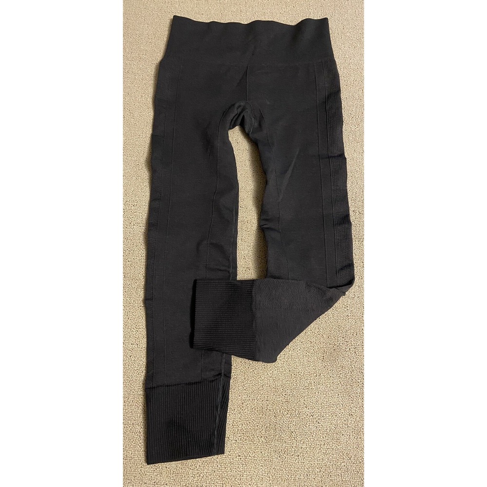 Lululemon Thick Ribbed Cropped Tight Leggings Womens Grey Ebb Flow Street Cuff